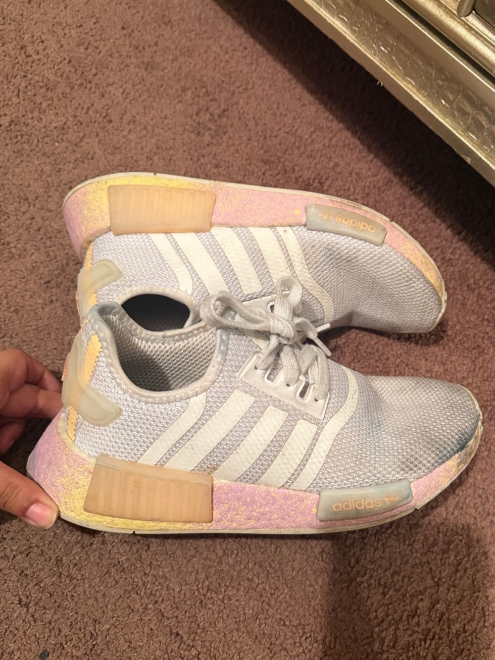 adidas White Sneakers with Pastel Gradient Accents